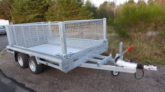 Terrax 2 3000-294 maskintrailer med høje gittersider